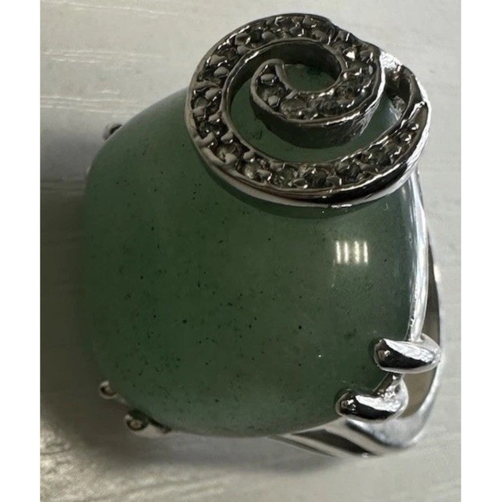 Park Lane Jewelry Women's Ring Size 7 Mint Green Aventurine Silvertone Swirl